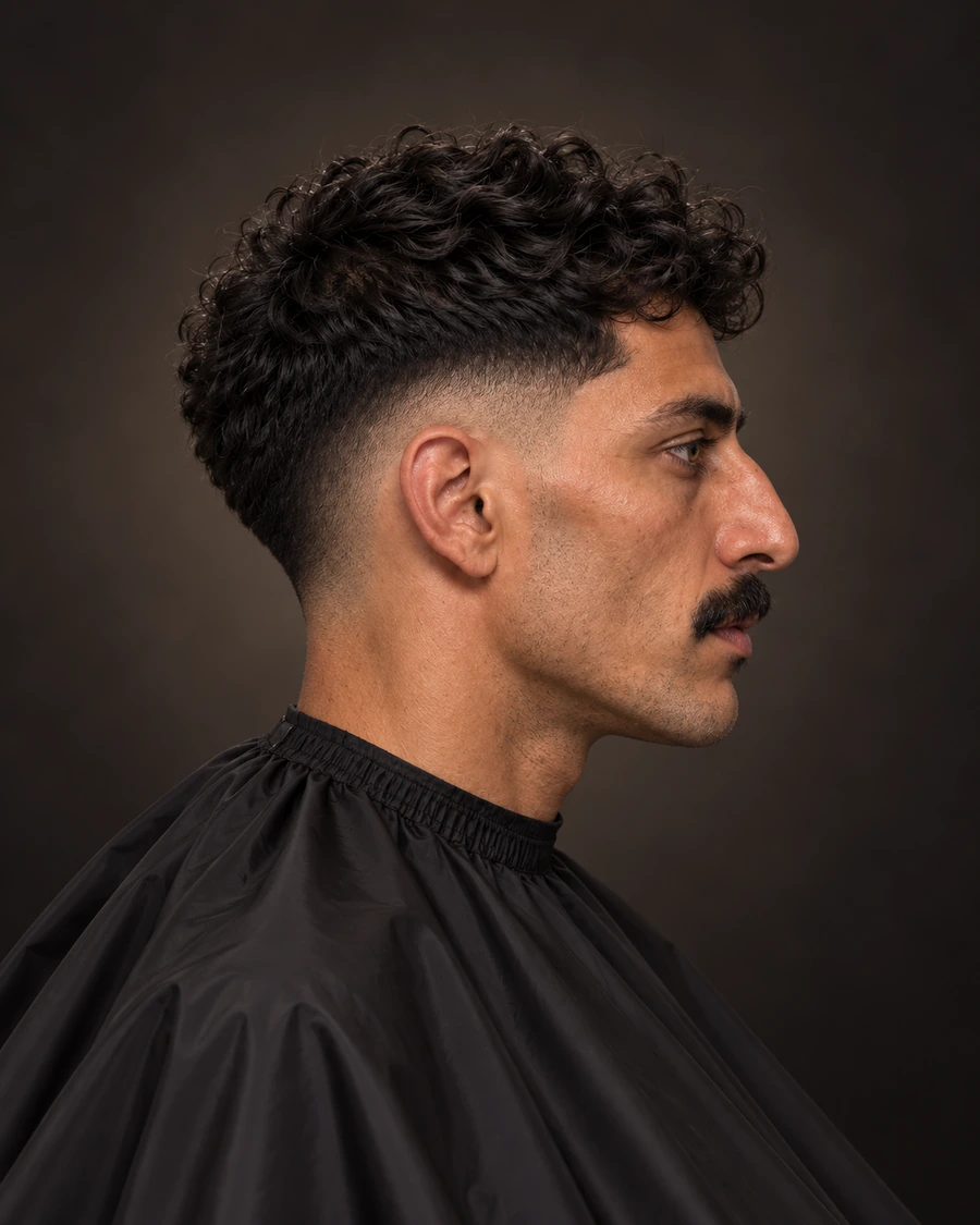 AI-created hairstyle illustration: Drop fade
